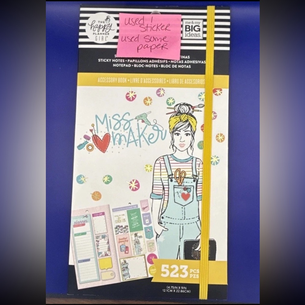 Happy Planner Accessory Book - Miss Maker 523 Pieces Used Read Pink Sticker